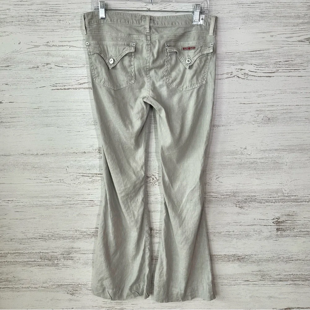 HUDSON Ferris Flare Low Rise Linen Lightweight Pants 29 in Oyster - Picture 6 of 10